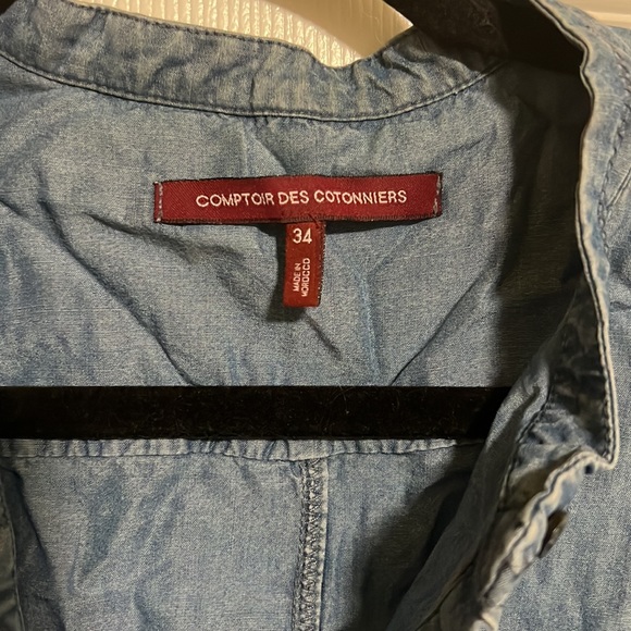 Comptoir Des Cotonniers Denim Button Front Blouse - Picture 3 of 6